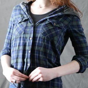 Button-Down Flannel Hoodie